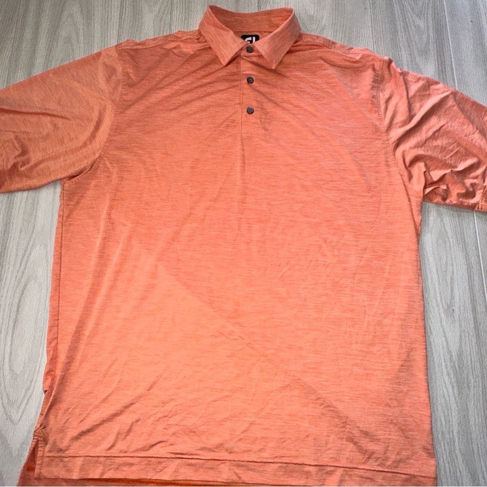 Footjoy Polo Shirt Mens XL Orange Solid Golf FJ Performance Short Sleeve Adult